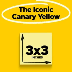 Post-It Notes*Post-it Super Sticky Notes, 3" x 3", Canary Collection, 90 Sheet/Pad, 24 Pads/Pack (65424SSCP)