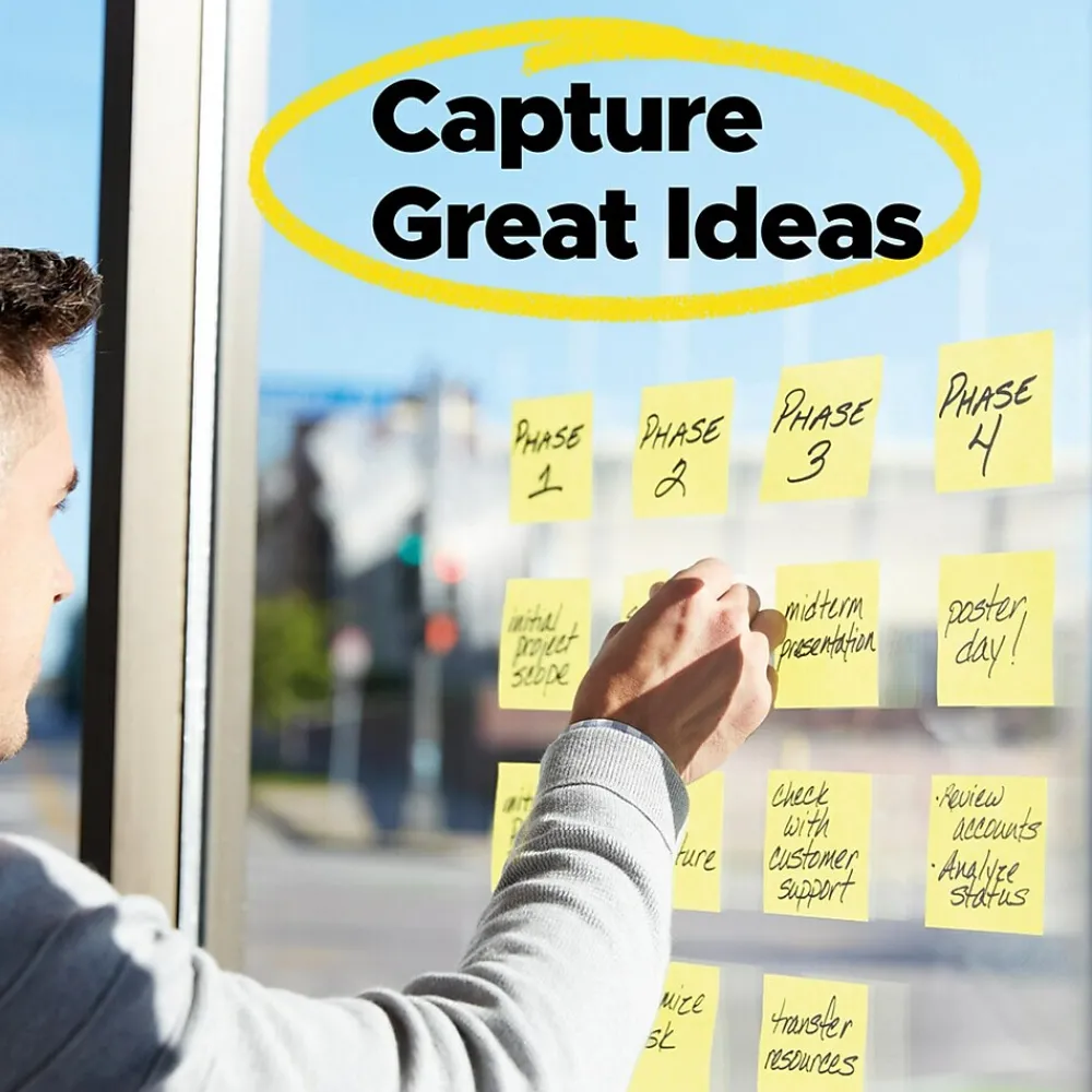 Sticky Notes*Post-it Super Sticky Pop-up Notes, 3" x 3", Canary Collection, 90 Sheet/Pad, 12 Pads/Pack (R33012SSCY)