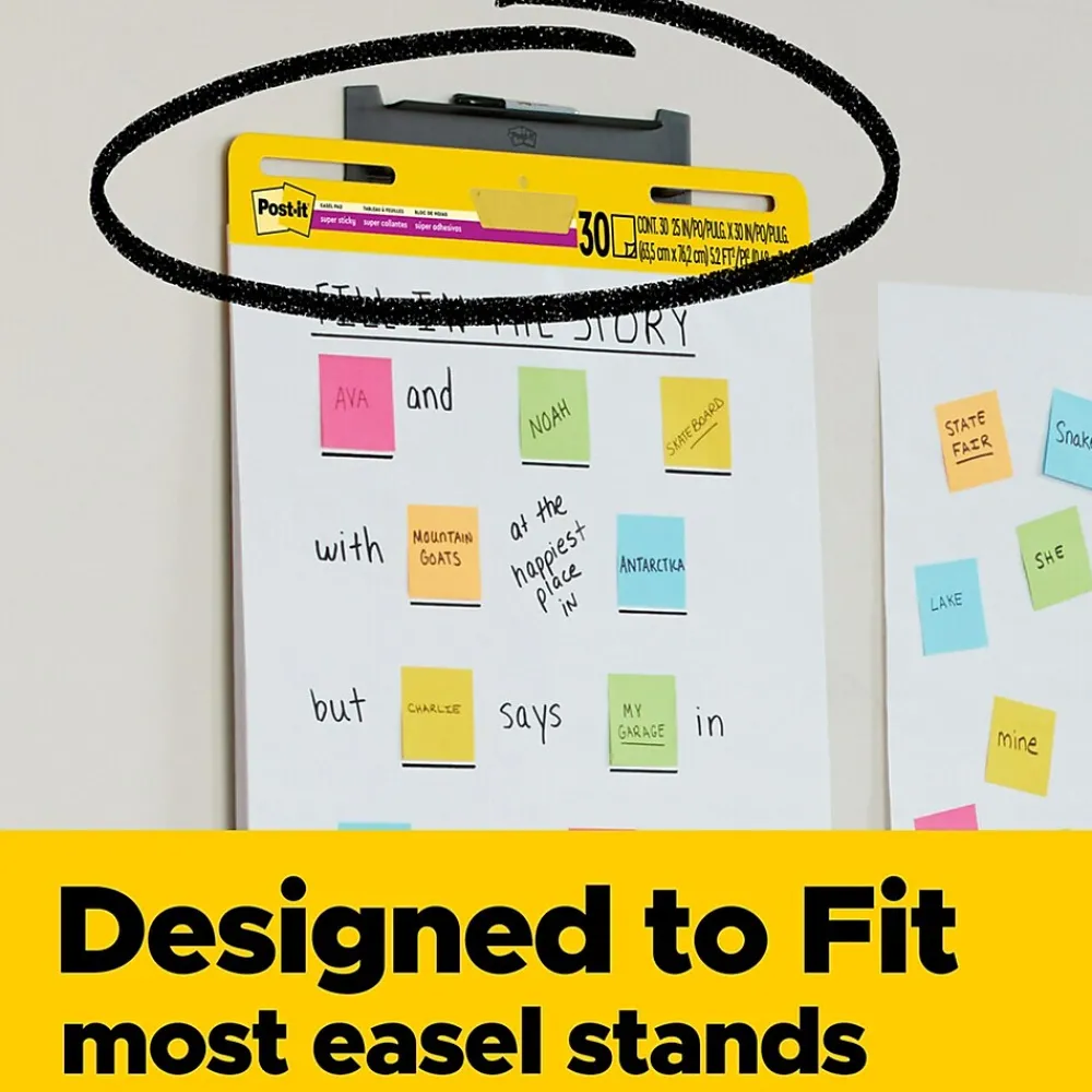 Easel Paper Pads*Post-it Super Sticky Wall Easel Pad, 25" x 30", 20 Sheets/Pad, 3 Pads/Pack (559 VAD20 3PK)