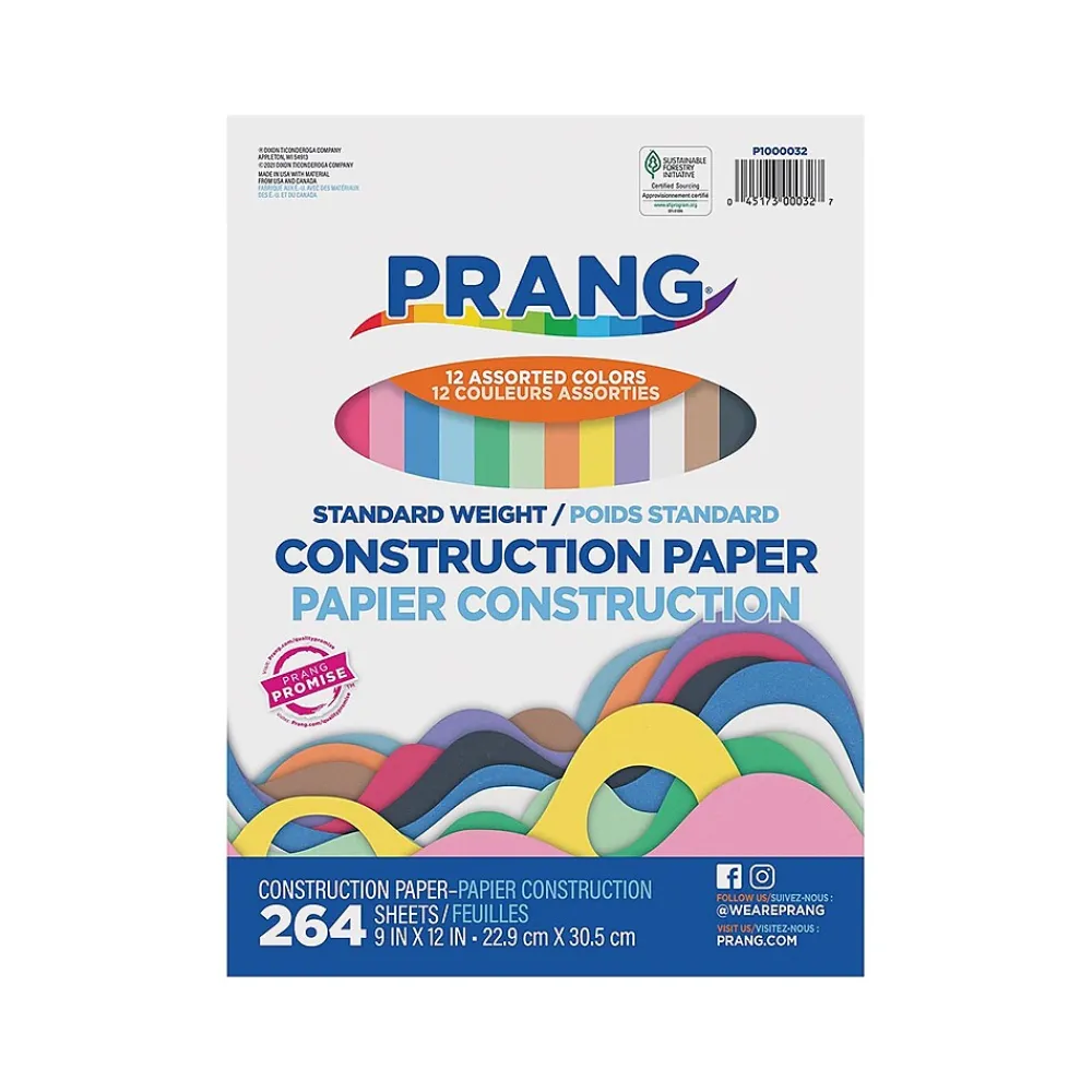 Construction Paper*Prang 9" x 12" Construction Paper, Assorted Colors, 264 Sheets/Pack (P1000032)