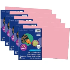 Construction Paper*Pacon PrangĀ® Construction Paper, Pink, 12" x 18", 50 Sheets Per Pack, 5 Packs (PAC7007-5)