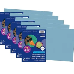 Construction Paper*Pacon PrangĀ® Construction Paper, Sky Blue, 12" x 18", 50 Sheets Per Pack, 5 Packs (PAC7607-5)