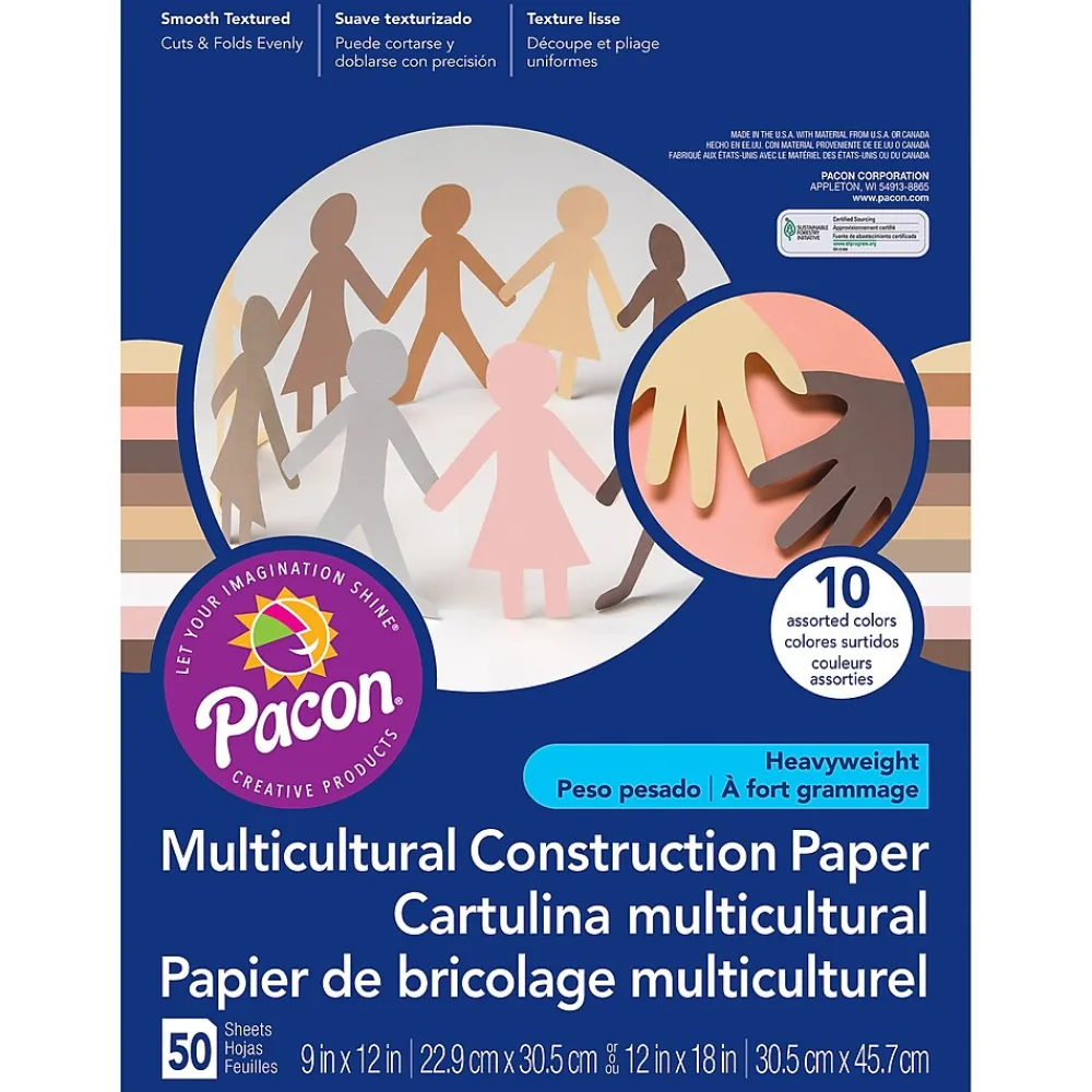 Construction Paper*Prang Shades of Me 12" x 18" Construction Paper, Assorted Skin Tone Colors, 50 Sheets/Pack, 5 Packs (PAC9512-5)