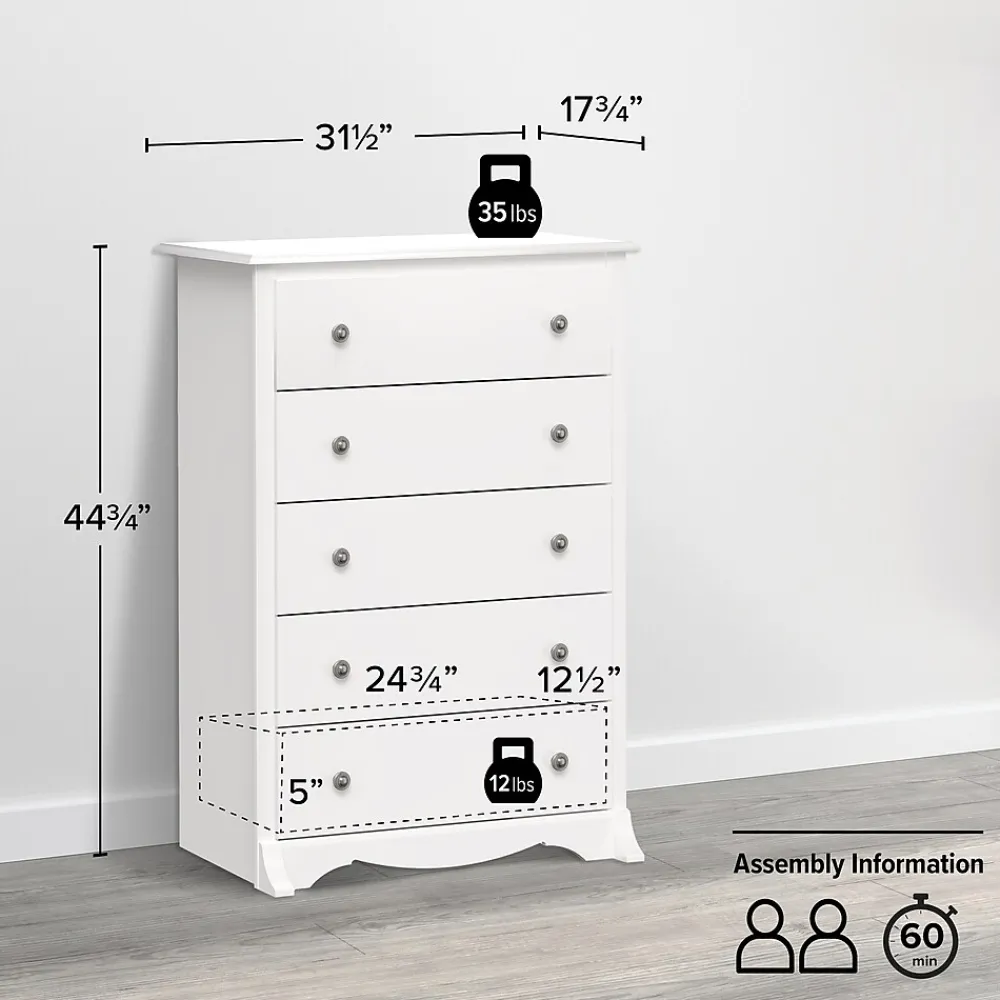 Storage Cabinets*Prepac 44.75" Monterey 5 Drawer Chest, White (WDC-3345-K)