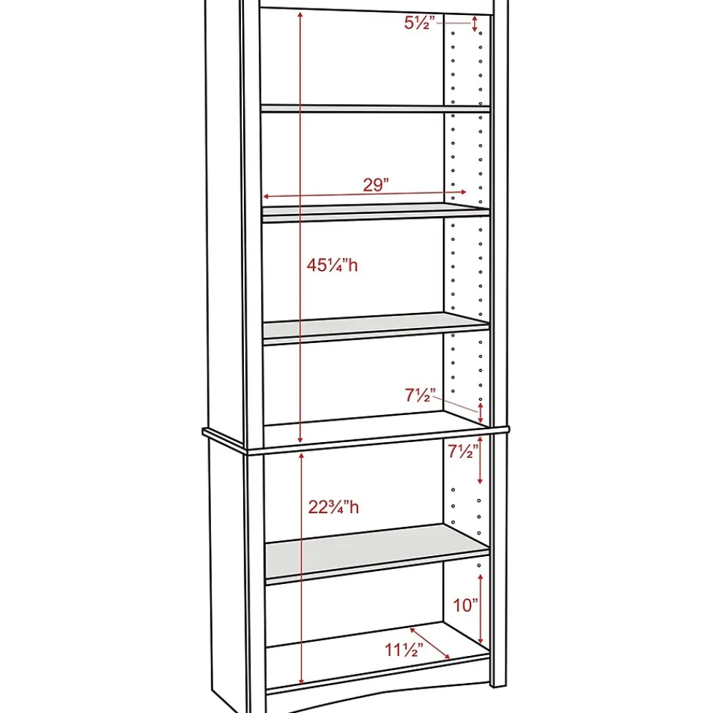 Bookcases*Prepac ™ 6 Shelf Bookcase, Oak