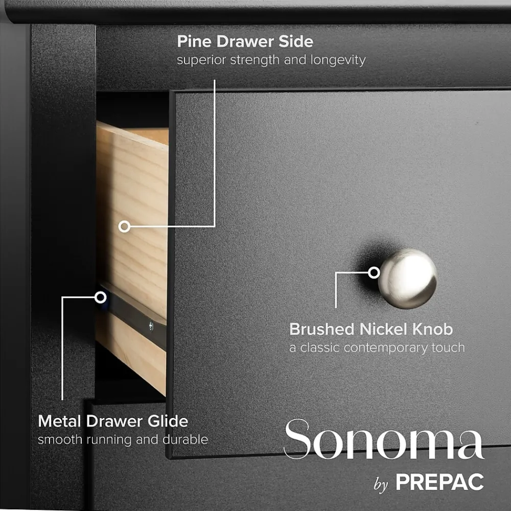 Storage Cabinets*Prepac 29" Sonoma 6 Drawer Dresser, Black (BDC-6330-K)