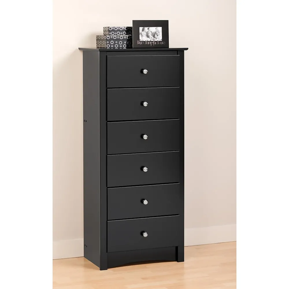 Storage Cabinets*Prepac ™ 53.25" Sonoma Tall 6 Drawer Chest, Black