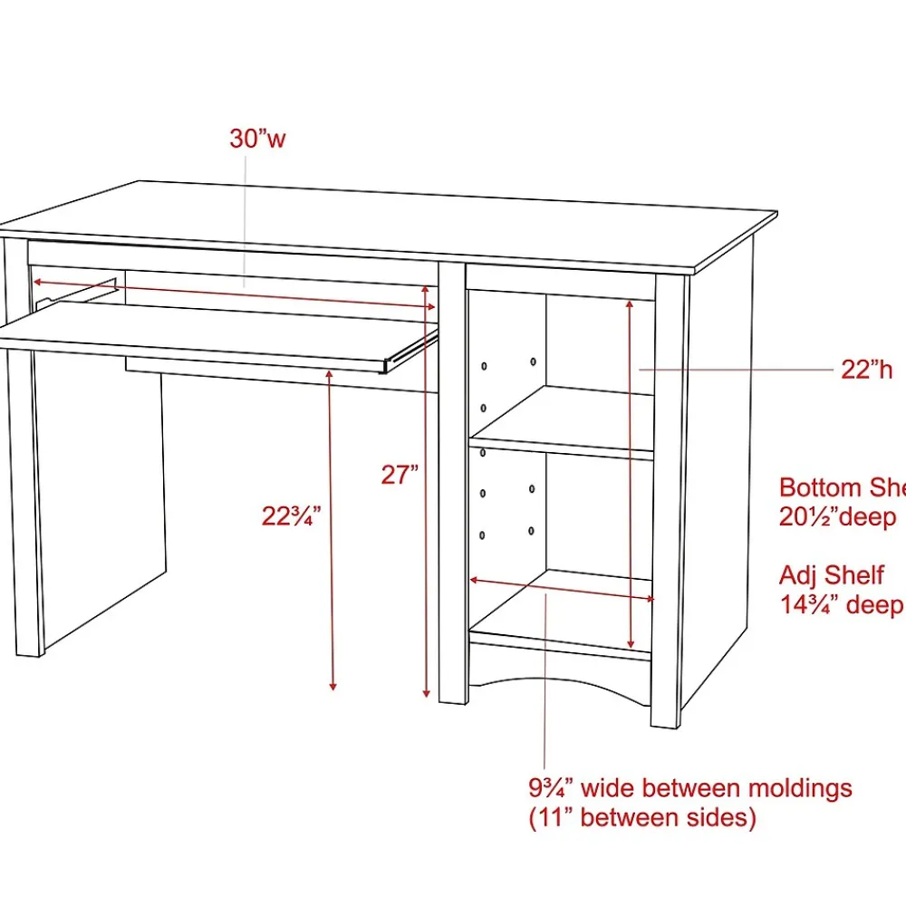 Computer Desks*Prepac 48" W Computer Desk, Black (BDD-2948)