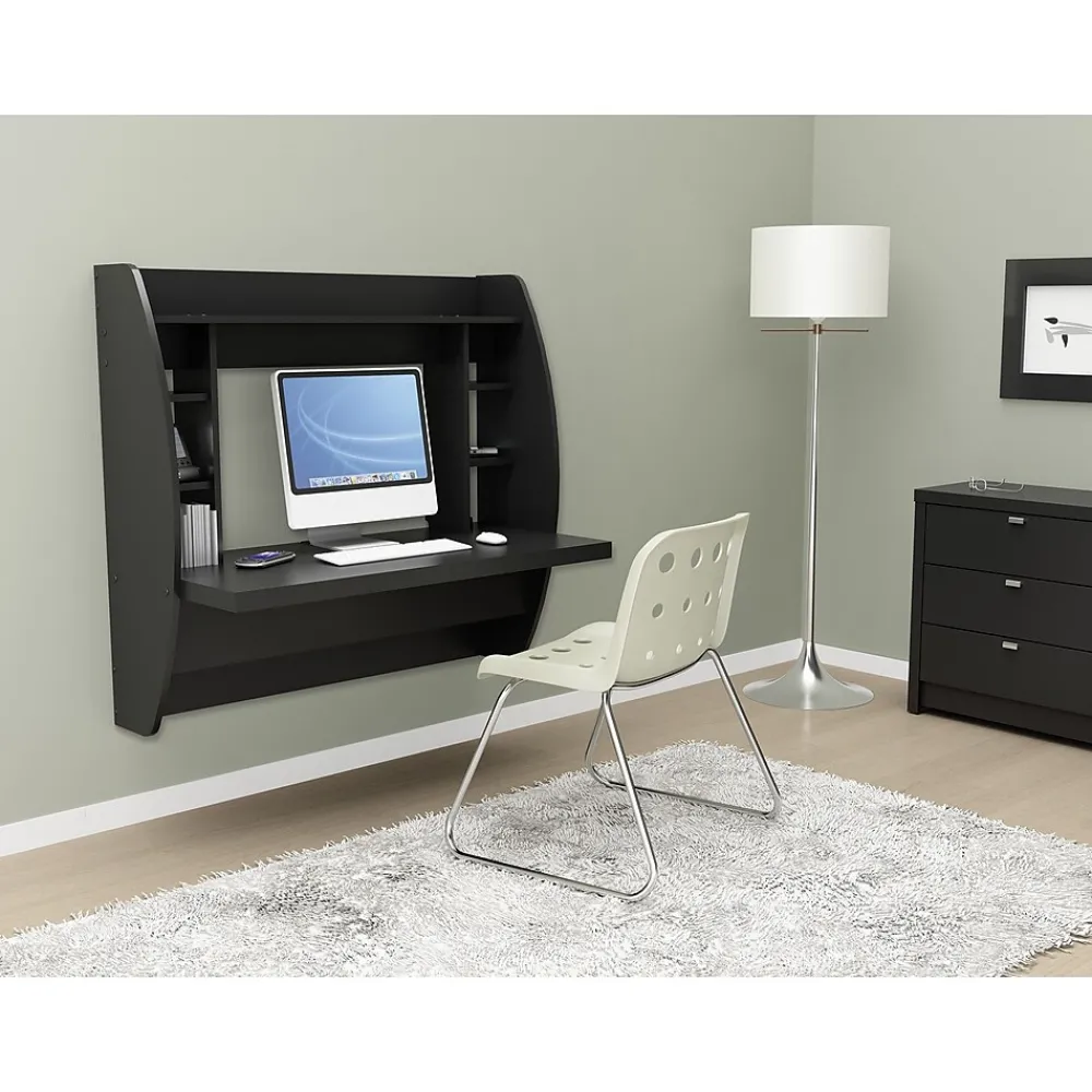 Computer Desks*Prepac 42'' W L-Shape Metal Contemporary Wall Mounted Desk, Black (BEHW-0200-1)