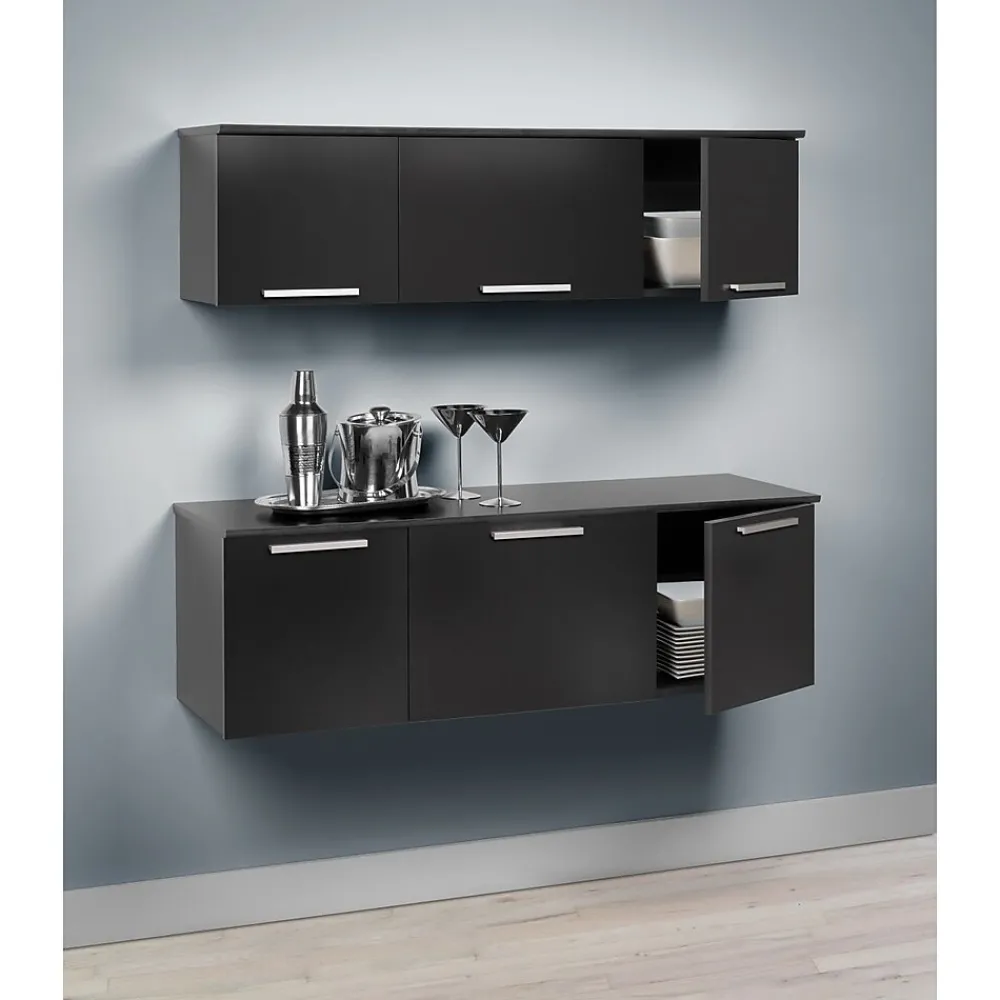 Shelving*Prepac ™ Coal Harbor Wall Mounted Hutch, 13"H x 47.25"W x 12"D, Black