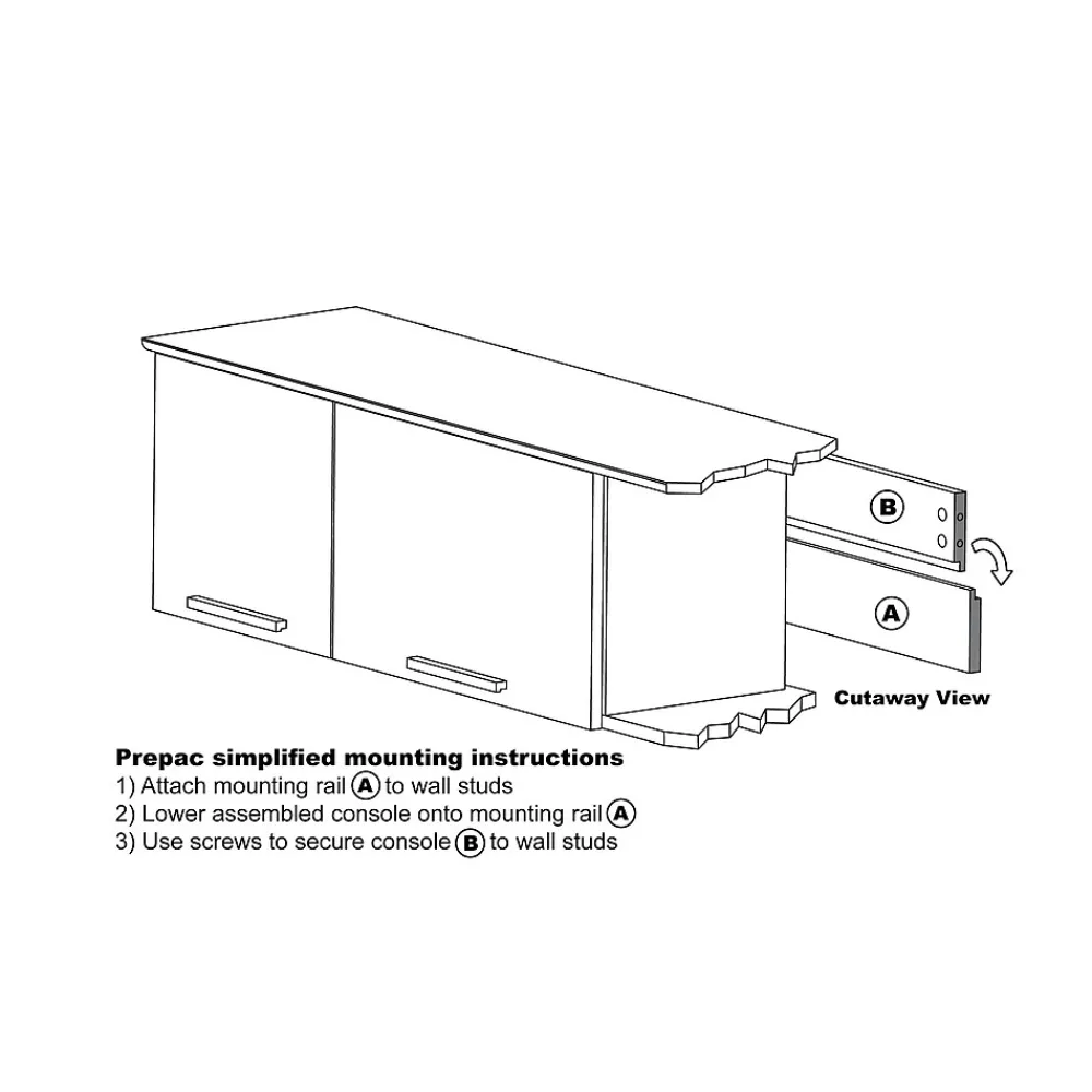 Shelving*Prepac ™ Coal Harbor Wall Mounted Hutch, 13"H x 47.25"W x 12"D, Black