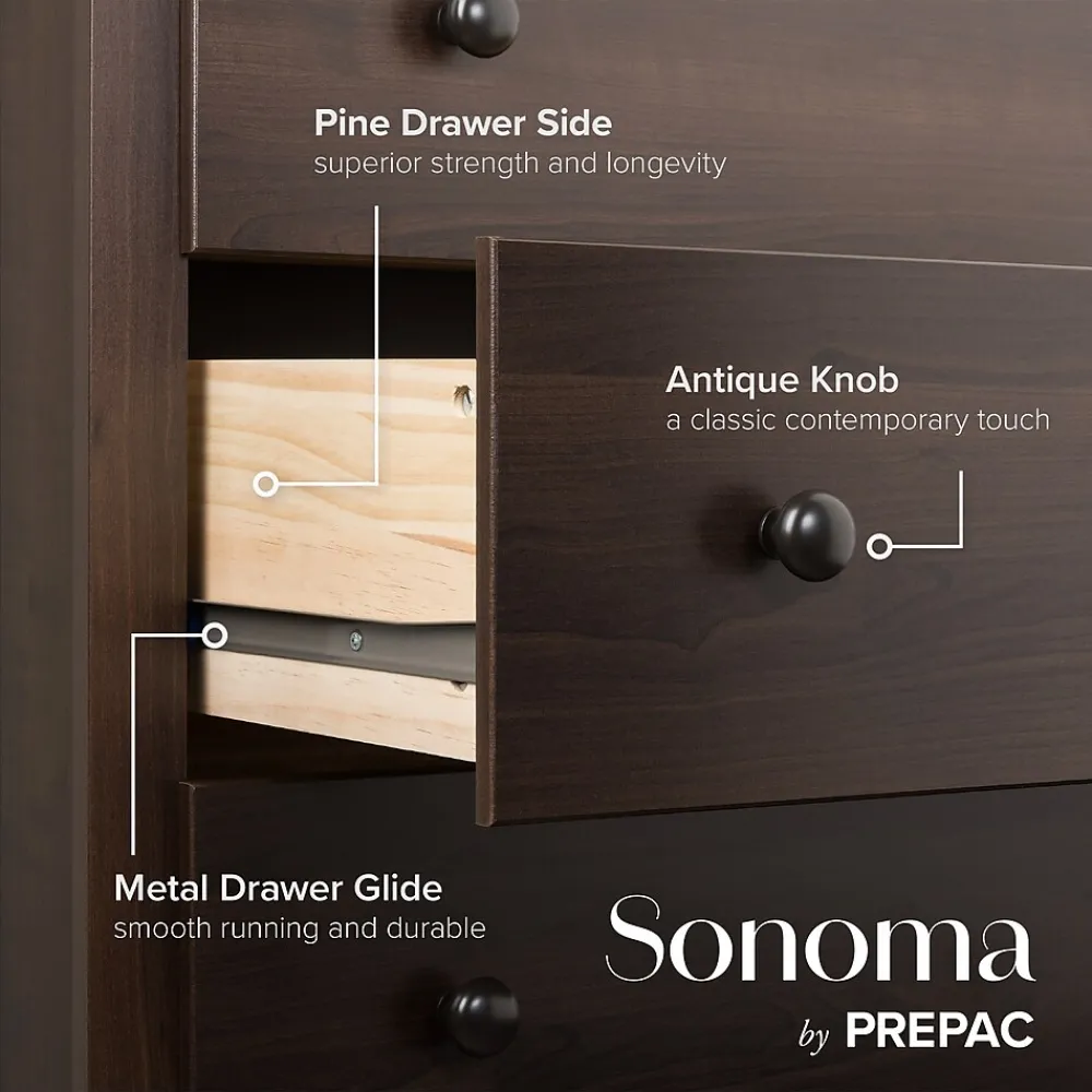 Storage Cabinets*Prepac Fremont 44.75" 5-Drawer Chest, Espresso (EDC-3345-K)