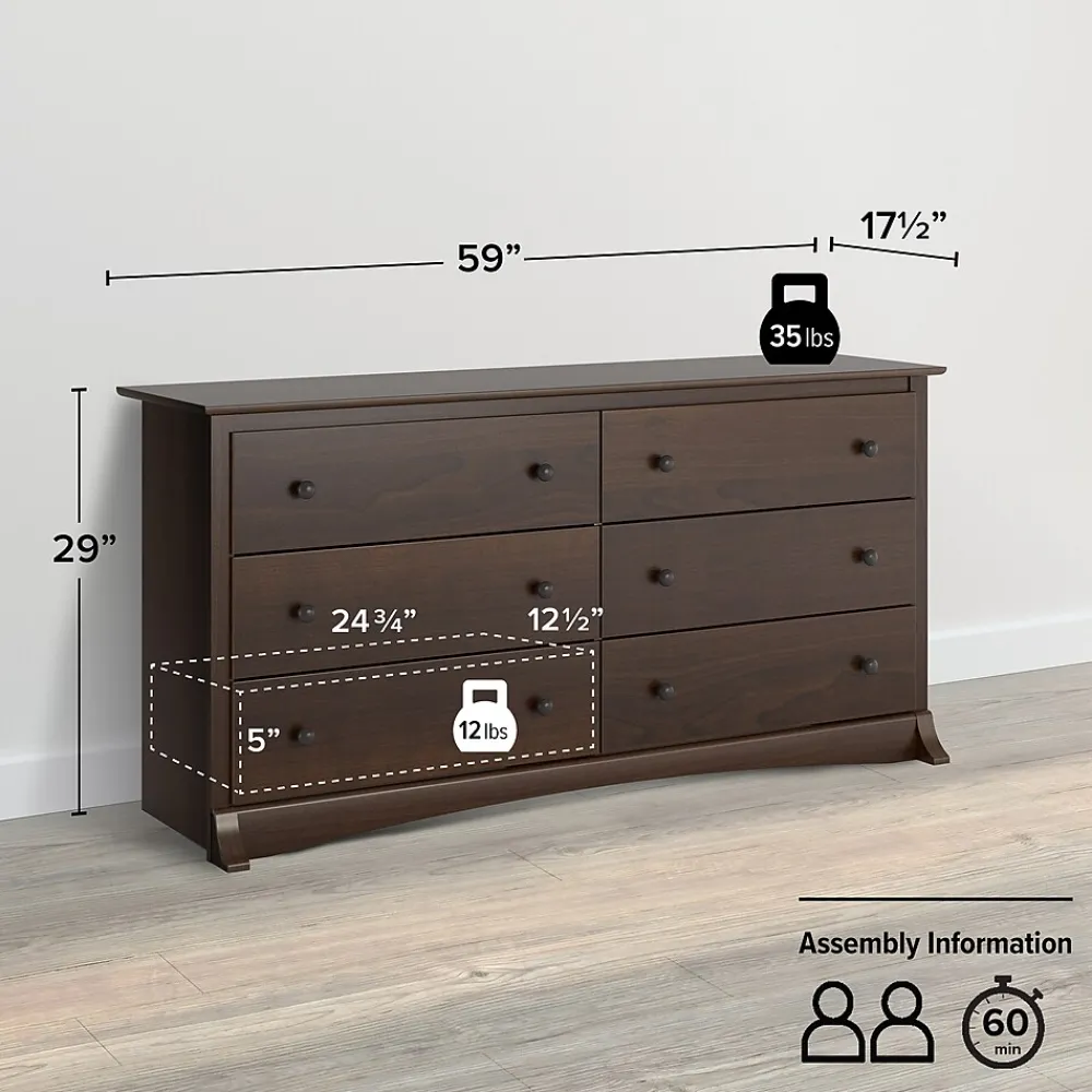 Storage Cabinets*Prepac Fremont 29" 6-Drawer Dresser, Espresso (EDC-6330-K)