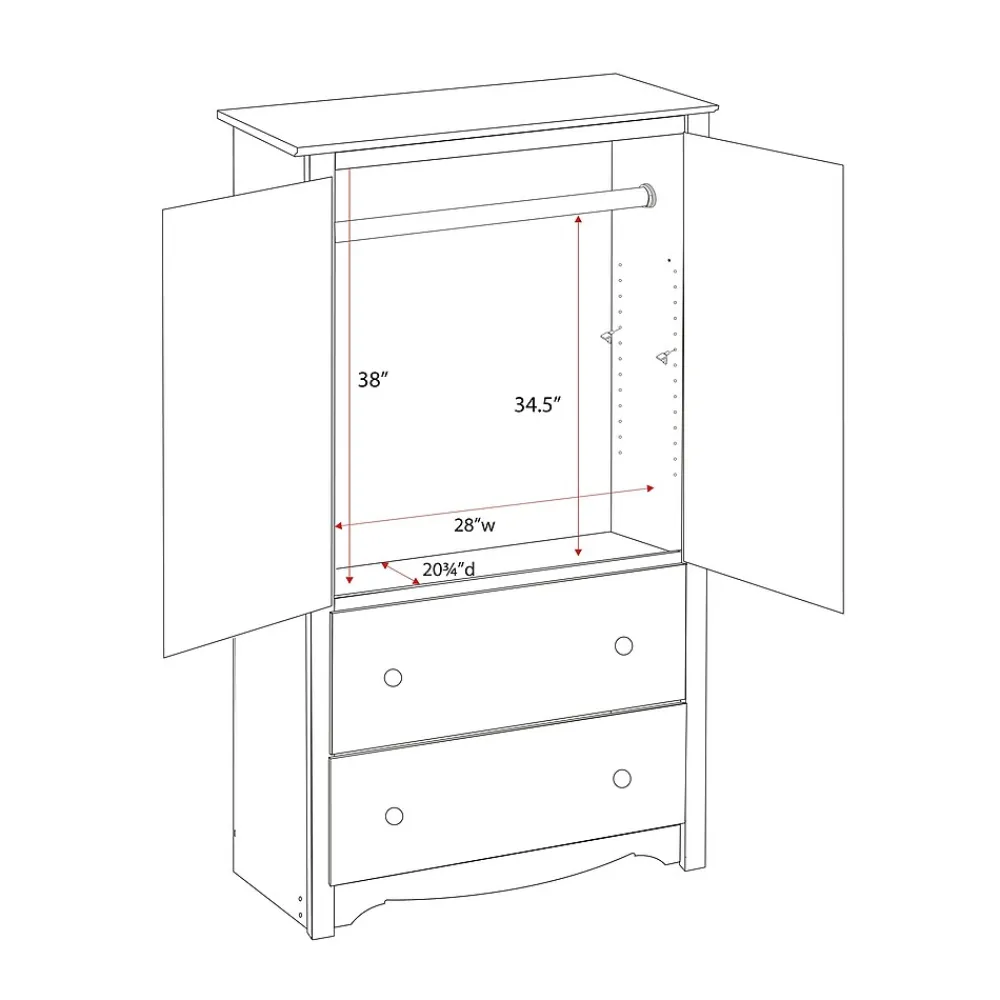 Storage Cabinets*Prepac ™ Monterey Composite Wood 2 Door 2 Drawer Armoire, White