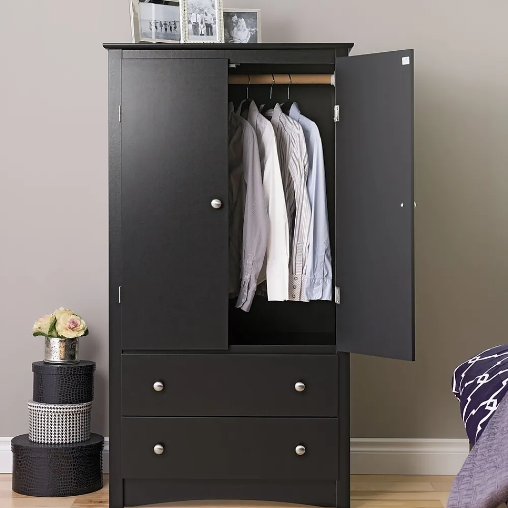 Storage Cabinets*Prepac ™ Sonoma Composite Wood 2 Drawer Armoire, Black