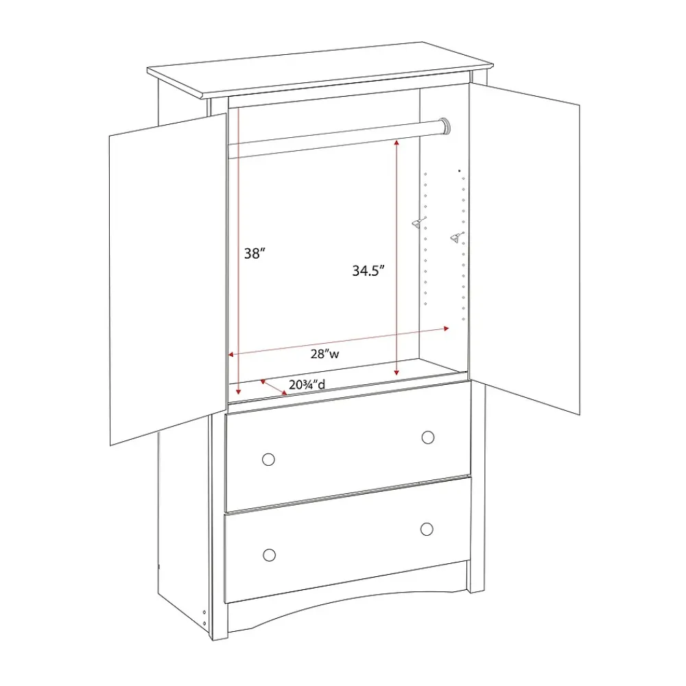Storage Cabinets*Prepac ™ Sonoma Composite Wood 2 Drawer Armoire, Black