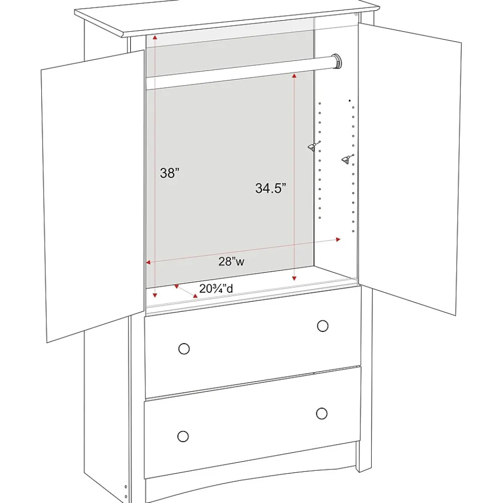 Storage Cabinets*Prepac ™ Sonoma Composite Wood 2 Drawer Armoire, Black