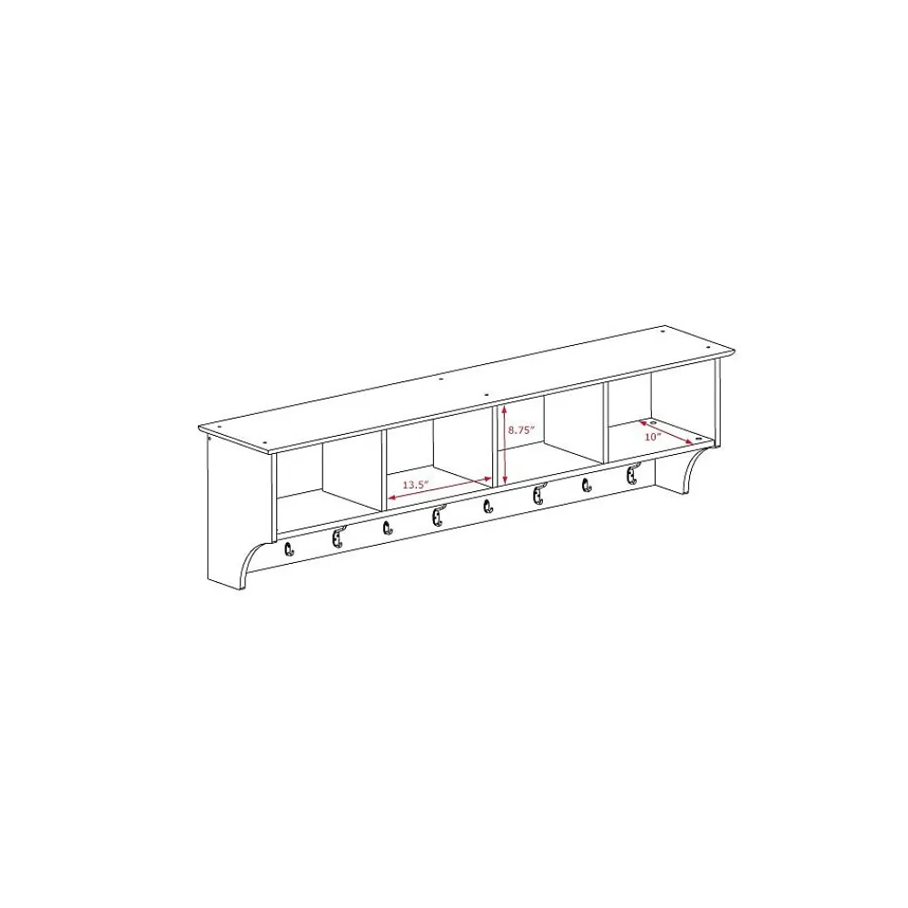 Shelving*Prepac ™ Wide Hanging Entryway Shelf, 60" x 11.5", Black