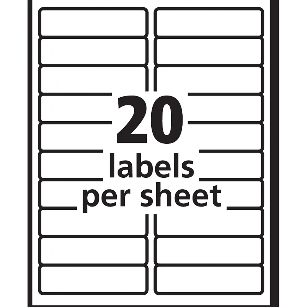 Sale Avery PRES-a-ply Laser/Inkjet Address Labels, 1" x 4", White, 20 Labels/Sheet, 100 Sheets/Box, 2,000 Labels/Box (30601)