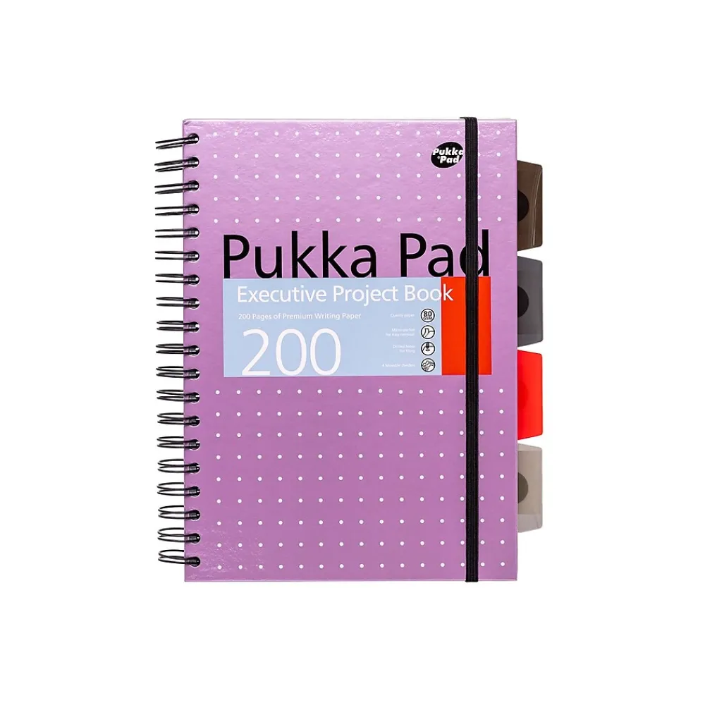 Subject Notebooks|Pukka Pad Metallic 5-Subject Subject Notebooks, 6.9" x 9.8", College Ruled, 100 Sheets, Assorted Colors, 3/Pack (9589-MET)