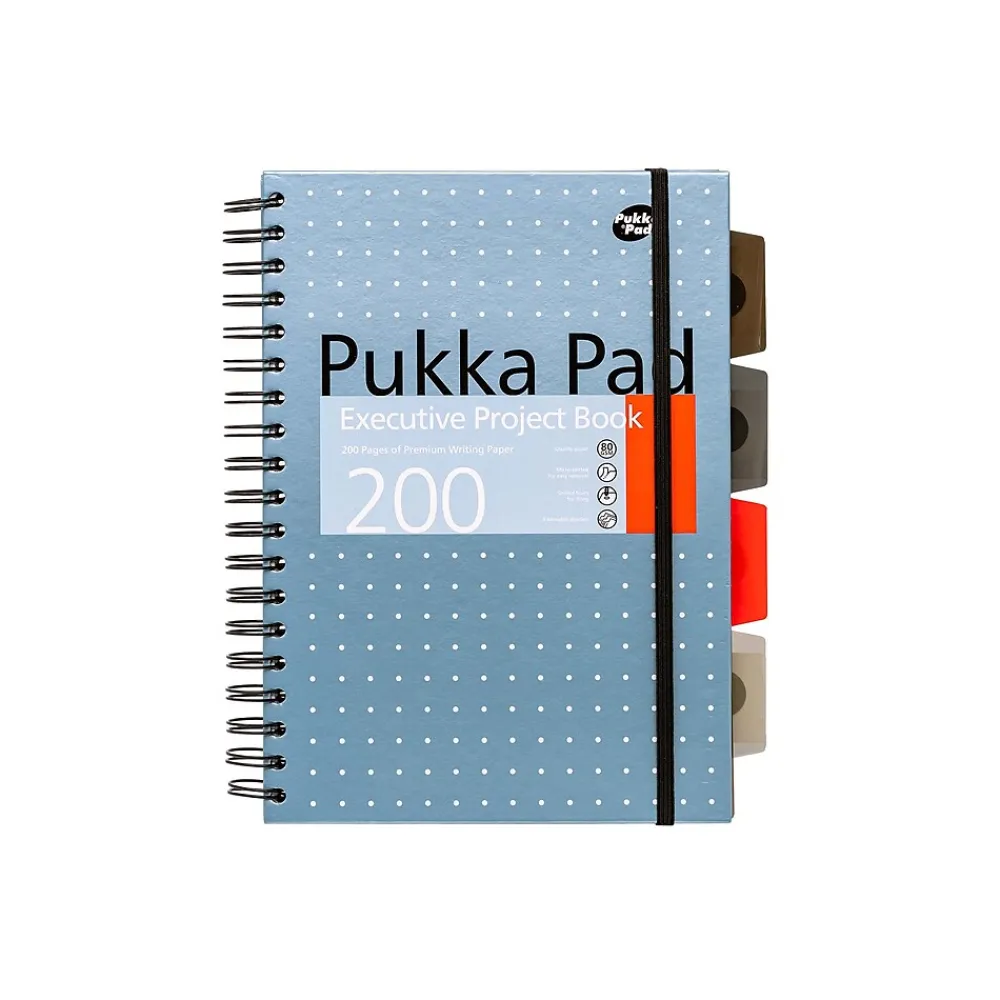 Subject Notebooks|Pukka Pad Metallic 5-Subject Subject Notebooks, 6.9" x 9.8", College Ruled, 100 Sheets, Assorted Colors, 3/Pack (9589-MET)