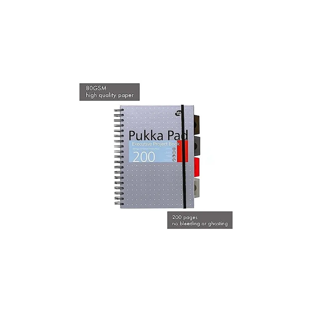 Subject Notebooks|Pukka Pad Metallic 5-Subject Subject Notebooks, 6.9" x 9.8", College Ruled, 100 Sheets, Assorted Colors, 3/Pack (9589-MET)