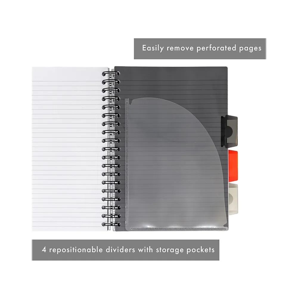 Subject Notebooks|Pukka Pad Metallic 5-Subject Subject Notebooks, 6.9" x 9.8", College Ruled, 100 Sheets, Assorted Colors, 3/Pack (9589-MET)