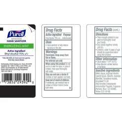 70% Alcohol Gel Hand Sanitizer, Energizing Mint Scent, 2 fl. oz., 24/Pack (3907-24-CMR)<Purell Hot