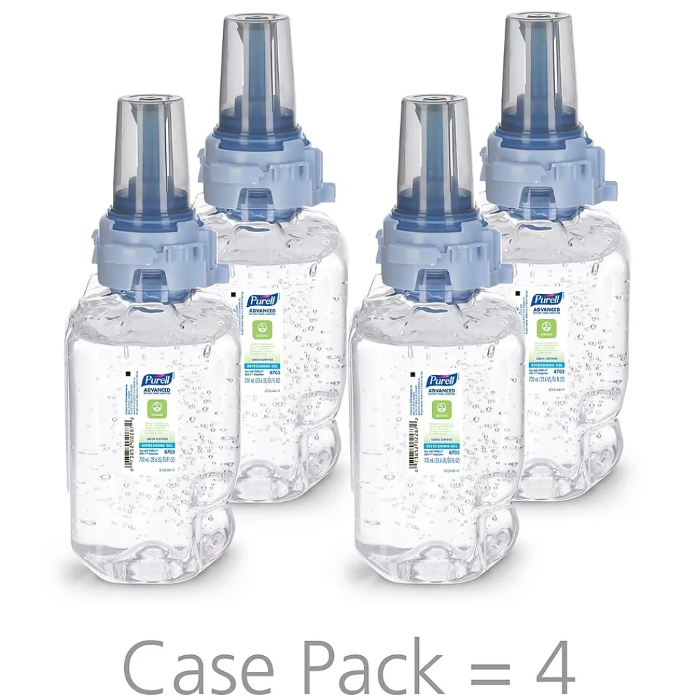Advanced Gel Hand Sanitizer Refill for ADX 7 Dispenser, 700 mL., 4/Carton (8703-04)<Purell
