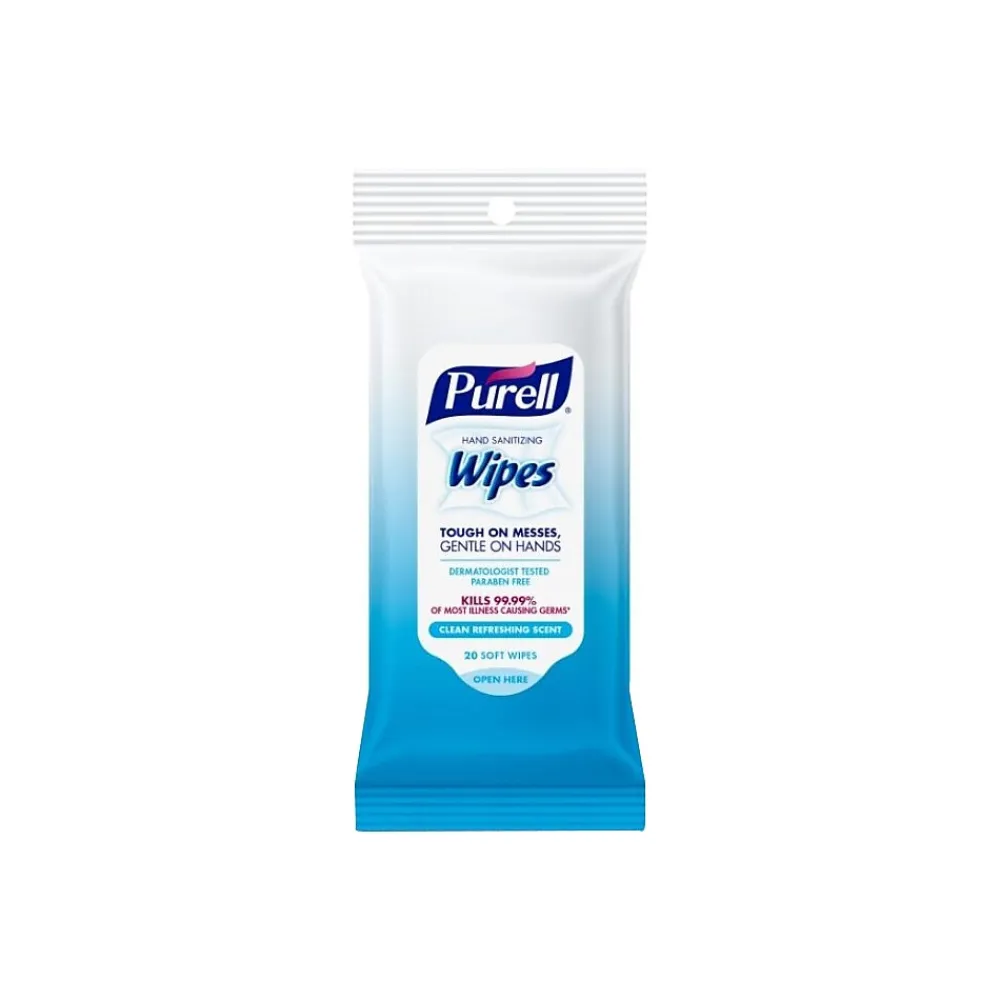 Hand Sanitizing Wipes, Clean Refreshing Scent, 20 Wipes/Pack, 12 Packs/Carton (9124-12-CMR)<Purell Best