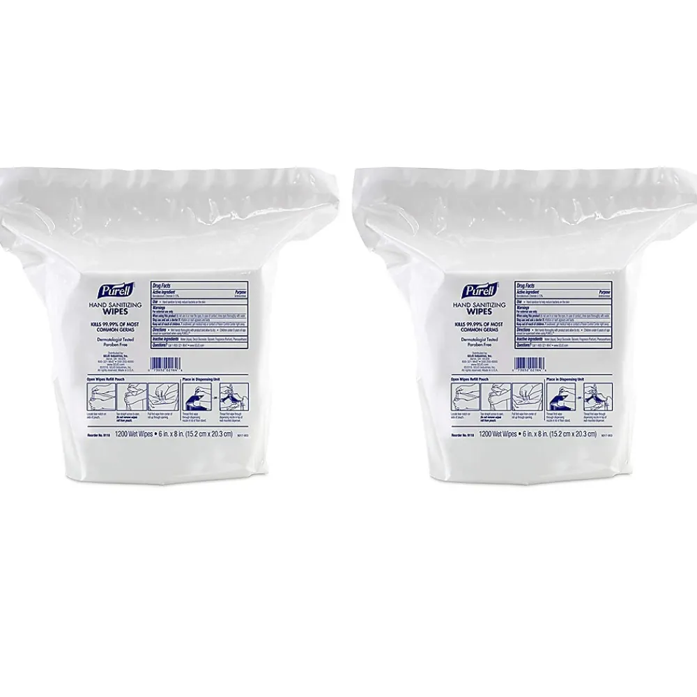 Hand Sanitizing Wipes Refill, 1200/Wipes, 2/Pack (9118-02)<Purell