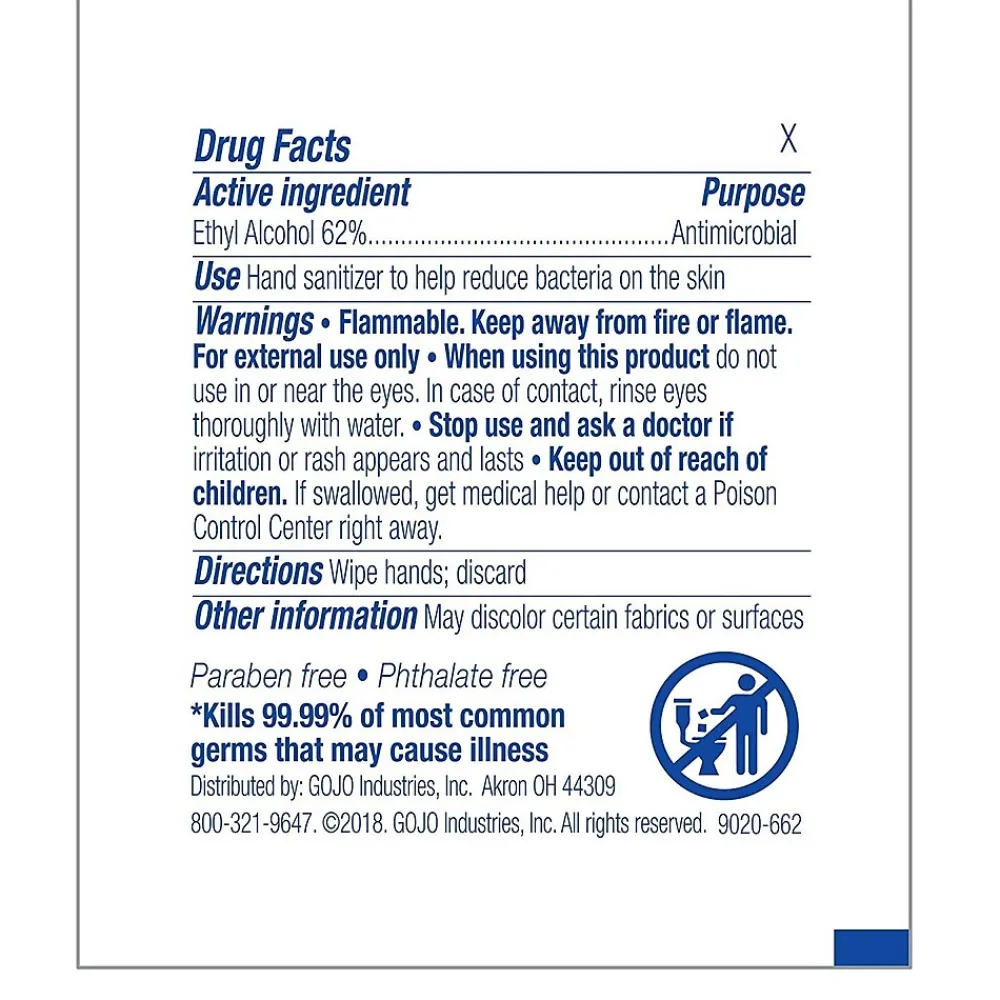 Individually Wrapped 70% Alcohol Sanitizing Hand Wipes, 1,000 Wipes/Carton (9021-1M)<Purell Best