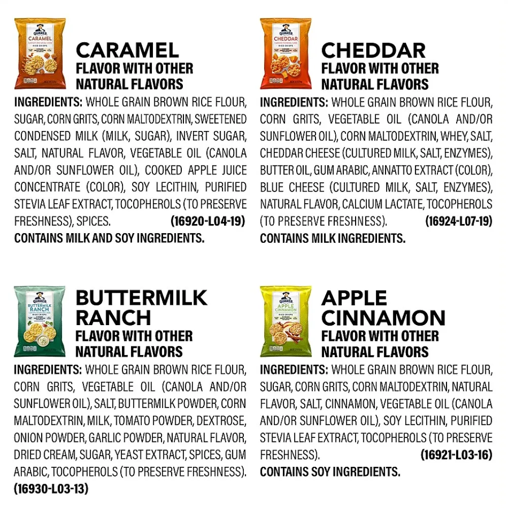 Quaker Rice Crisps Variety Pack, 36/Box (325-00013)