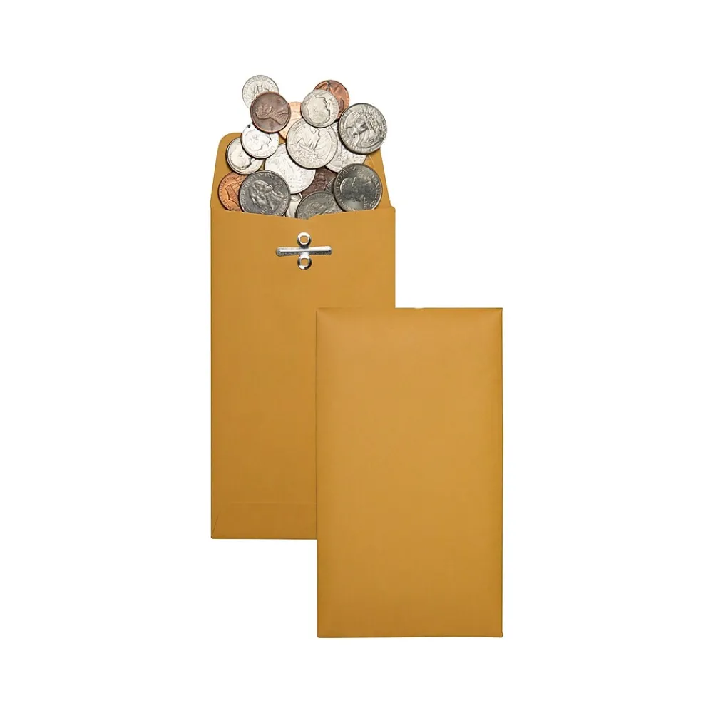 Online Quality Park #10 Clasp & Moistenable Glue Kraft Catalog Envelope, 3.38" x 6", Brown Kraft, 100/Box (QUA37010)