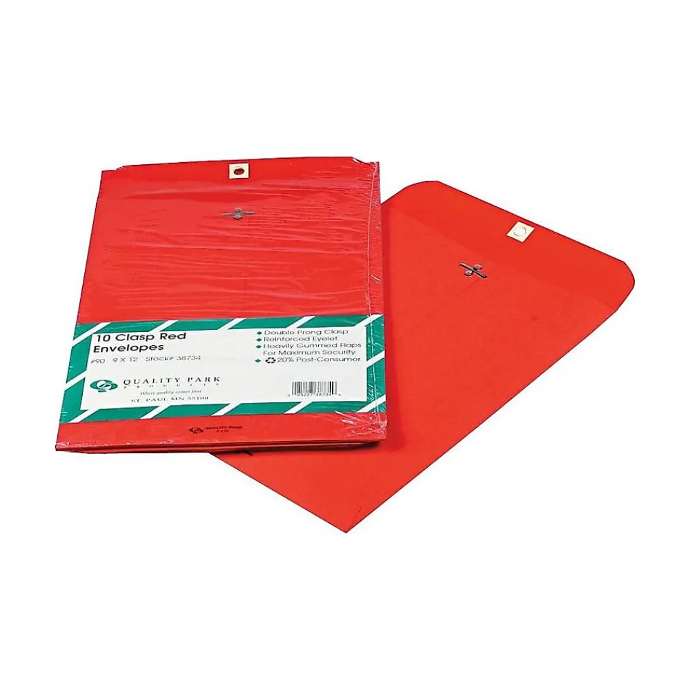 Online Quality Park Clasp & Moistenable Catalog Envelopes, 9" x 12", Red, 10/Pack (QUA38734)