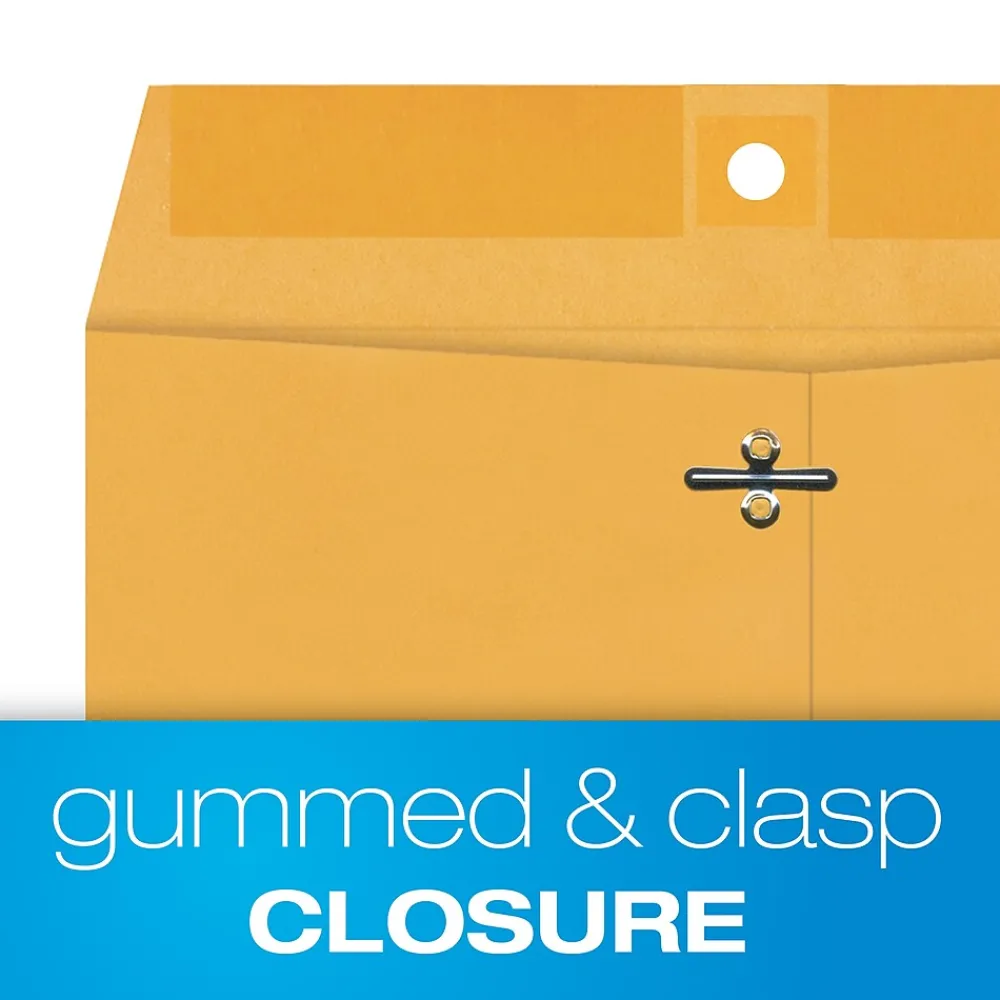 Quality Park Clasp & Moistenable Glue Kraft Catalog Envelopes, 9" x 12", Brown Kraft, 100/Box (QUA37890)