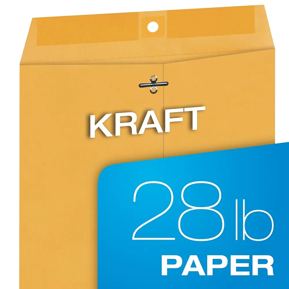 Quality Park Clasp & Moistenable Glue Kraft Catalog Envelopes, 9" x 12", Brown Kraft, 100/Box (QUA37890)