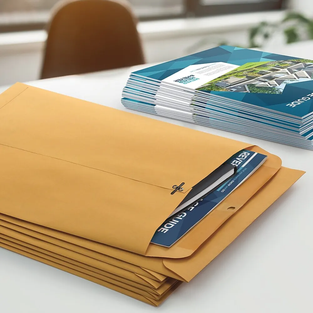 Quality Park Clasp & Moistenable Glue Kraft Catalog Envelopes, 9" x 12", Brown Kraft, 100/Box (QUA37890)