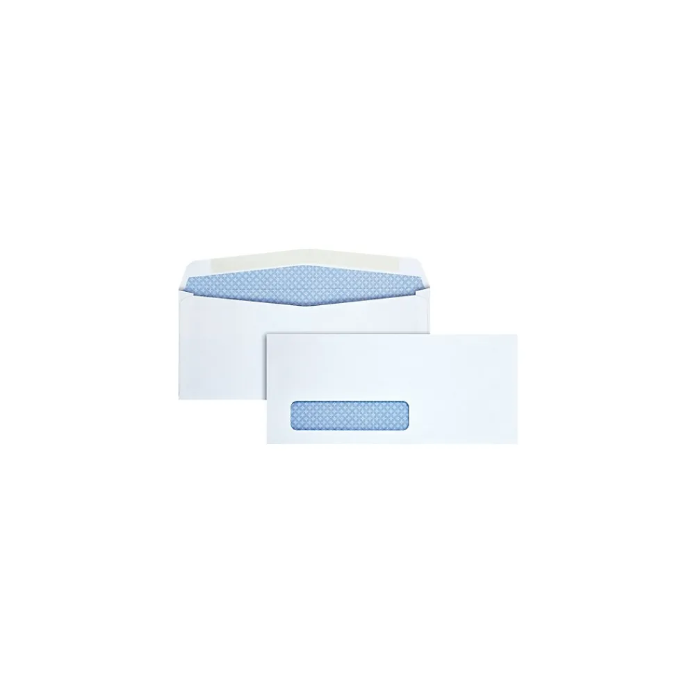 Outlet Quality Park Flap-Stik Security Tinted #10 Window Envelope, 4 1/2" x 9 1/2", White, 500/Box (90130)