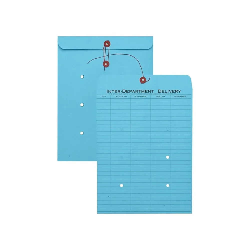 Quality Park Kraft Button & String Inter-Departmental Envelope 10" x 13", Blue, 100/Carton (QUA63577)