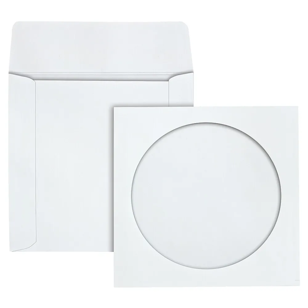 Clearance Quality Park Open End CD/DVD Envelopes, 5" x 5", White Wove, 250/Box (QUA62905)