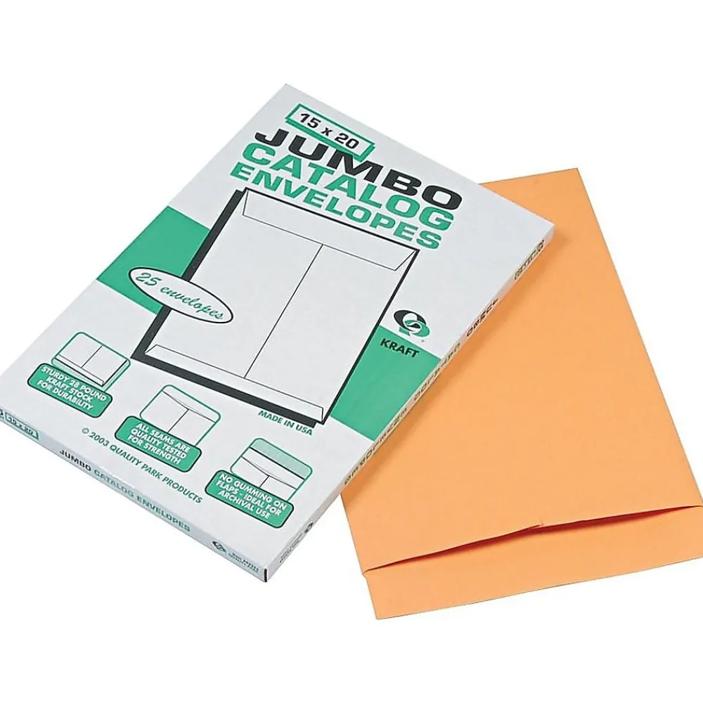 New Quality Park Open End Kraft Catalog Envelopes, 15" x 20", Brown Kraft, 25/Box (QUA42355)