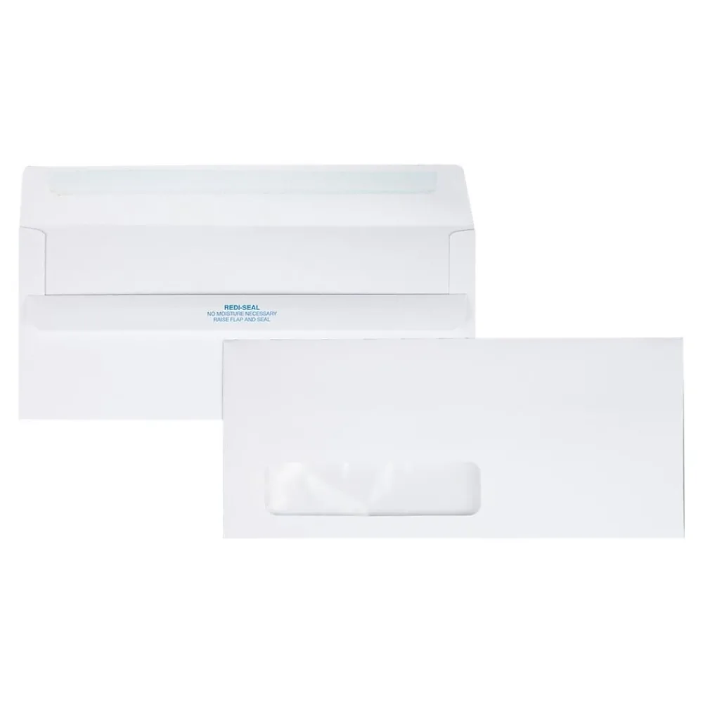 Hot Quality Park Redi-Seal #10 Window Envelopes, 4 1/8" x 9 1/2", White Wove, 500/Box (21318)
