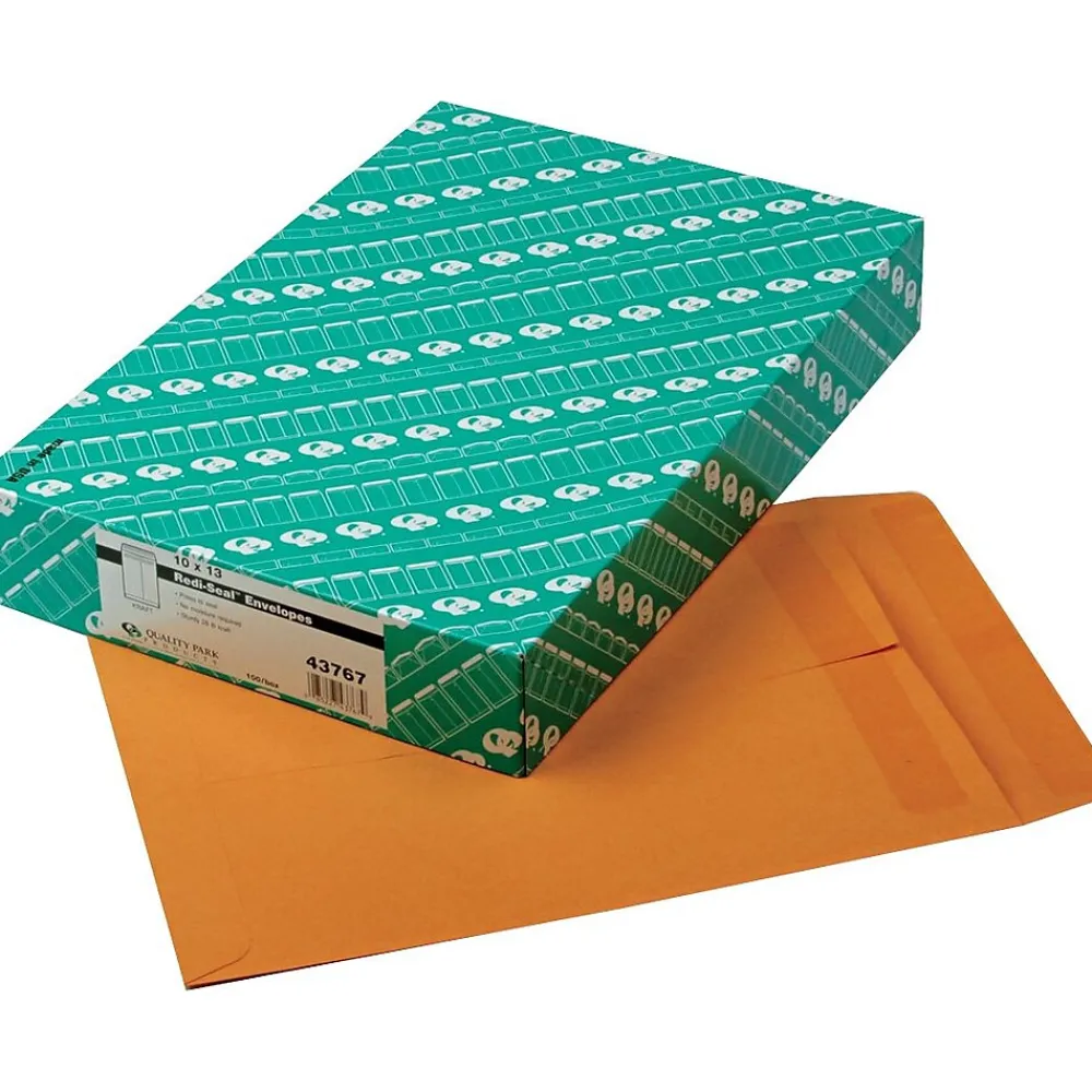 Online Quality Park Redi-Seal Kraft Catalog Envelope, 10" x 13", Kraft, 100/Box (43767)