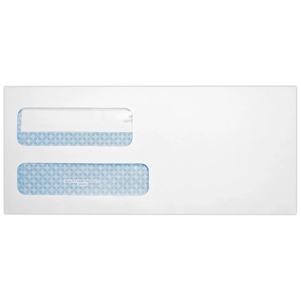 Sale Quality Park Redi-Seal Self Seal #10 Double Window Envelope, 4 1/2" x 9 1/2", White Wove, 250/Pack (24559-QP-250)