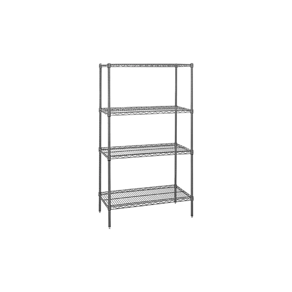 Shelving*Staples Quantum Storage Systems Wire Starter Kit 4-Shelf Metal Unit, 36"W, Chrome (WR74-2436C)