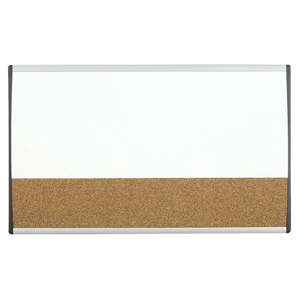 Bulletin*Quartet Arc Cubicle Cork & Dry Erase Whiteboard, Aluminum Frame, 2.5' x 1.5' (ARCCB3018)