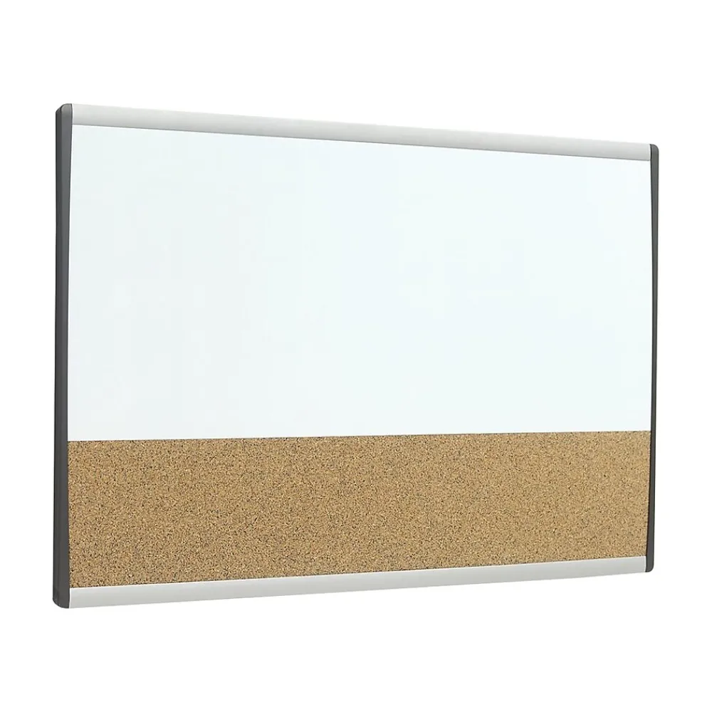 Bulletin*Quartet Arc Cubicle Cork & Dry Erase Whiteboard, Aluminum Frame, 2.5' x 1.5' (ARCCB3018)