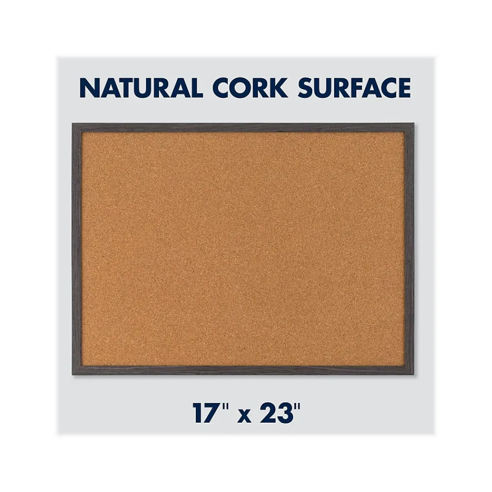 Bulletin*Quartet Cork Bulletin Board, Gray Frame, 2' x 1.5' (Q192317W00-STPR)