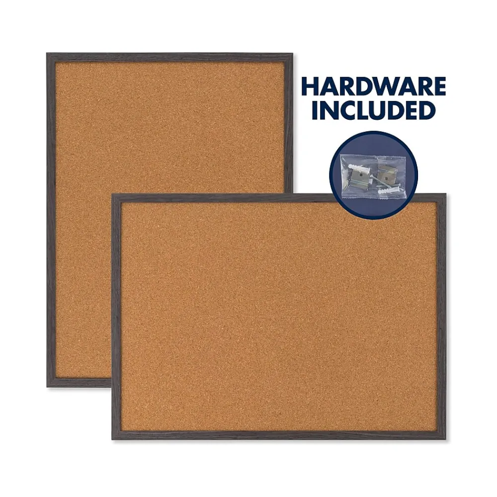 Bulletin*Quartet Cork Bulletin Board, Gray Frame, 2' x 1.5' (Q192317W00-STPR)